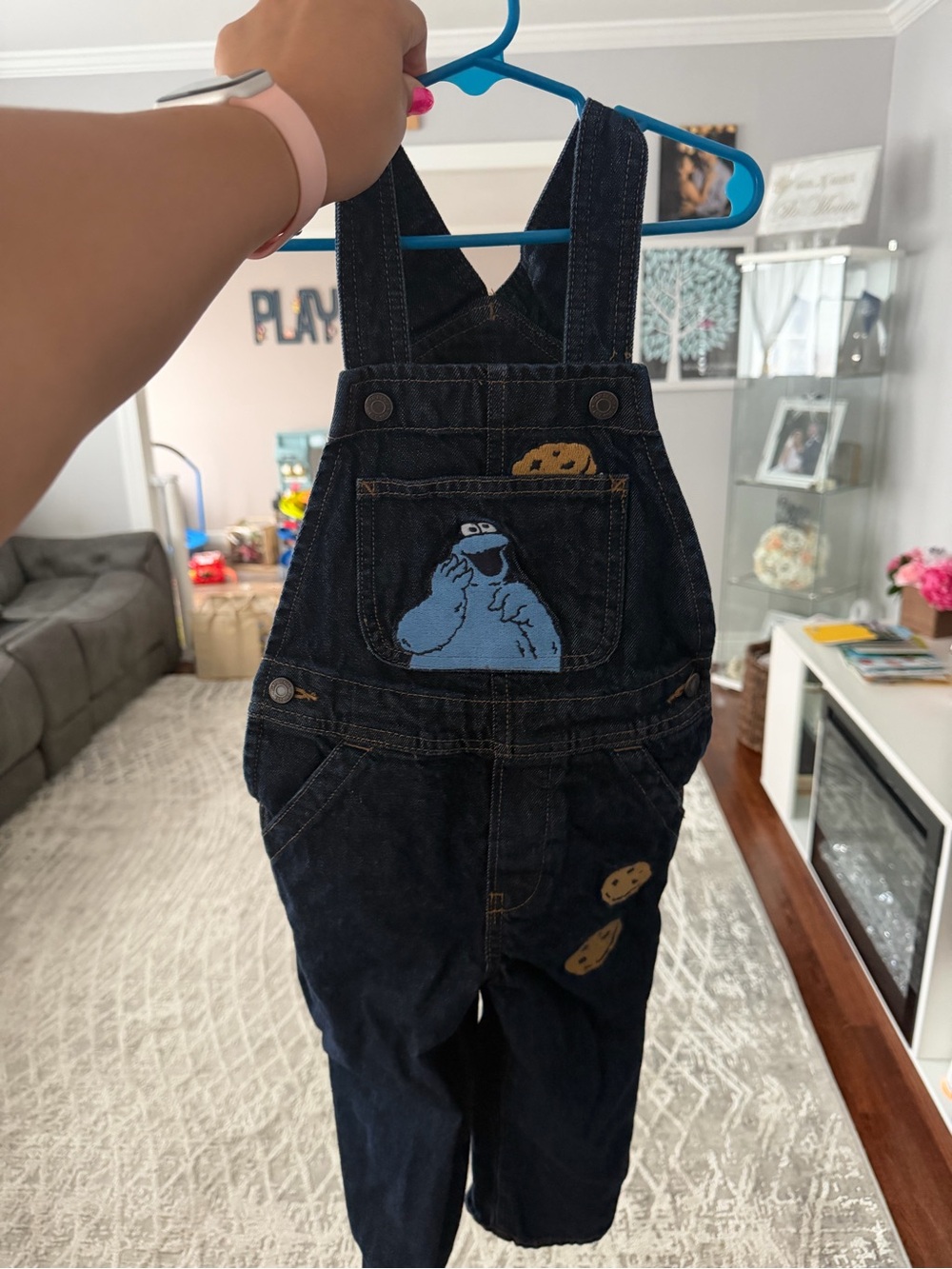 GAP Dark Blue Denim Cookie Monster Overalls